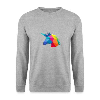 Licorne minimaliste aux couleurs de l’arc-en-ciel - Sweat-shirt Unisexe - gris chiné - Devant - Alina (178cm) & Michal (187cm)