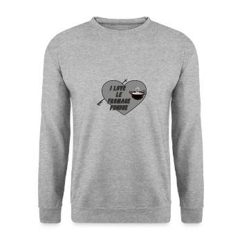 i love fromage - Sweat-shirt Unisexe - gris chiné - Devant - Alina (178cm) & Michal (187cm)