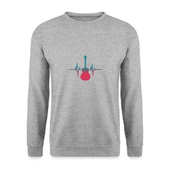 Gitarre Herzschlag Musik Design - Unisex Pullover - Weißgrau meliert - Vorne - Alina (178cm) & Michal (187cm)