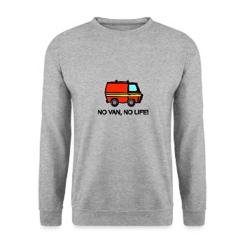 no van no life - Unisex Pullover - Weißgrau meliert - Vorne - Alina (178cm) & Michal (187cm)