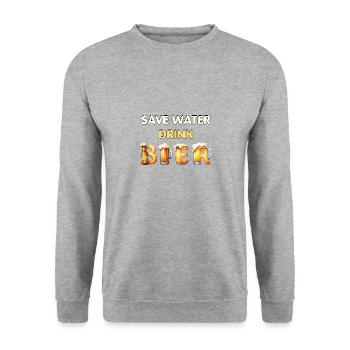 Save Water Drink Bier - Unisex Pullover - Weißgrau meliert - Vorne - Alina (178cm) & Michal (187cm)