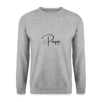 werdender Papa ich bin schwanger Geschenk Partner - Unisex Pullover - Weißgrau meliert - Vorne - Alina (178cm) & Michal (187cm)