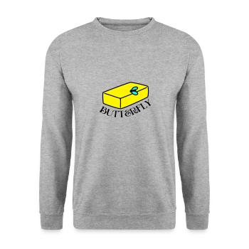 witzig-BUTTERFLY - Unisex Pullover - Weißgrau meliert - Vorne - Alina (178cm) & Michal (187cm)