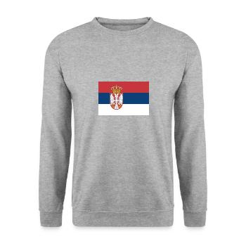 Serbien Design - Unisex Pullover - Weißgrau meliert - Vorne - Alina (178cm) & Michal (187cm)