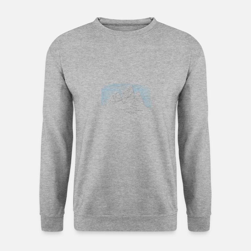 Poly Berg Motiv - Unisex Pullover - Weißgrau meliert