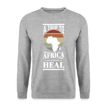 Cadeau de Noël Africa Sunset - Sweat-shirt Unisexe - gris chiné - Devant - Alina (178cm) & Michal (187cm)