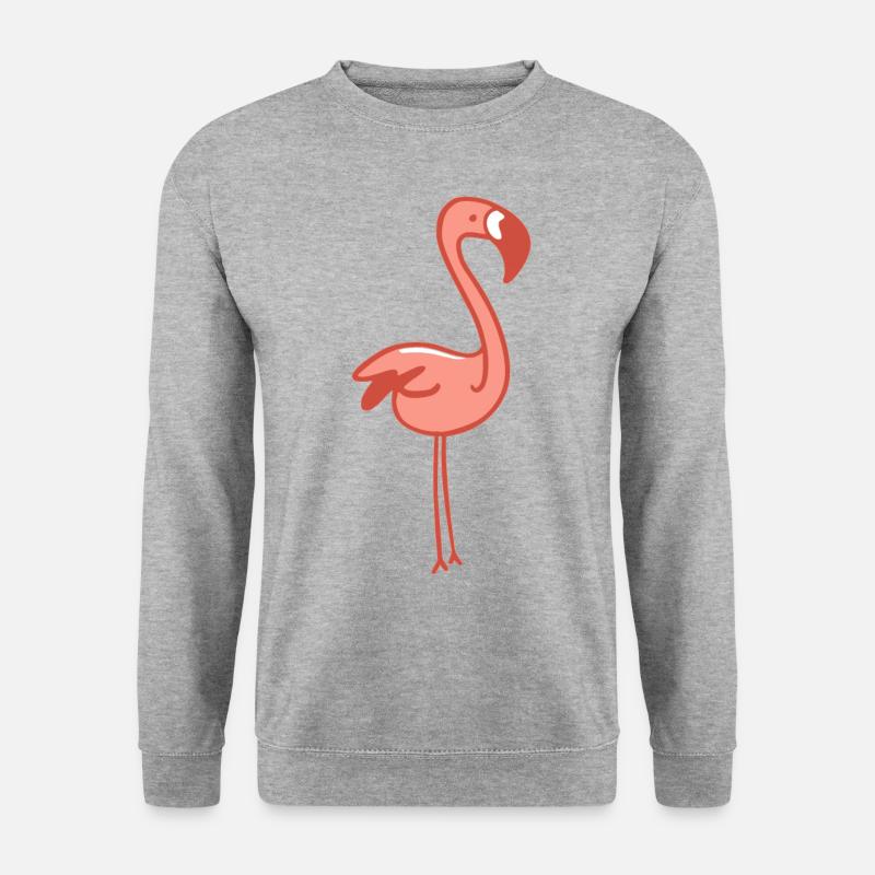 Süßer Flamingo Vogel - Unisex Pullover - Weißgrau meliert