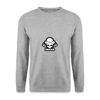 Crâne tatoué avec un chapeau - encre de tatouage Bandit - Sweat-shirt Unisexe - gris chiné - Devant - Alina (178cm) & Michal (187cm)