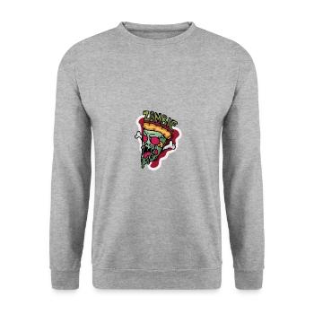 Pizza Zombie cadeau effrayant Halloween - Sweat-shirt Unisexe - gris chiné - Devant - Alina (178cm) & Michal (187cm)