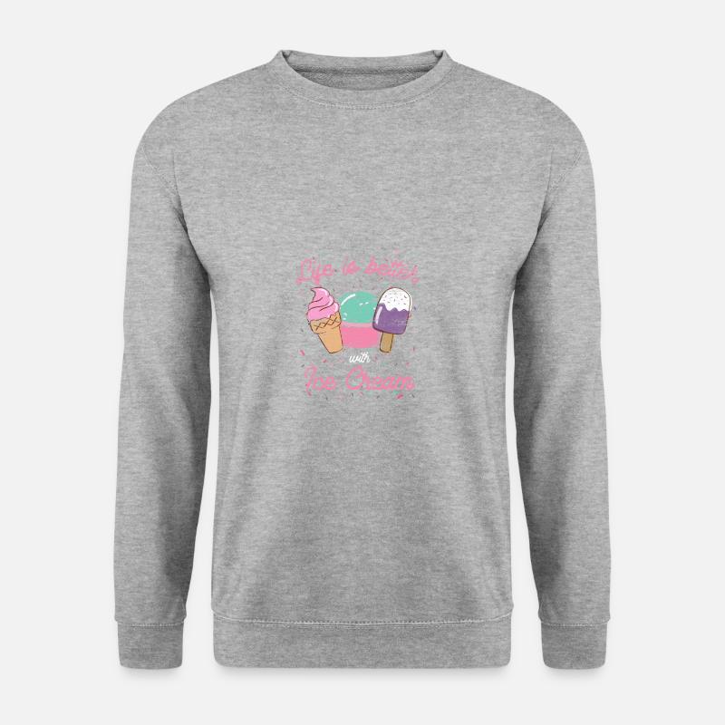 Eiscreme Softeis Wassereis Sonne Sommer Geschenk - Unisex Pullover - Weißgrau meliert