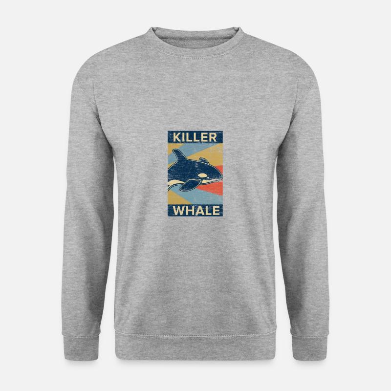 Killerwal Orca Fisch Schwertwal Delphin Tier - Unisex Pullover - Weißgrau meliert