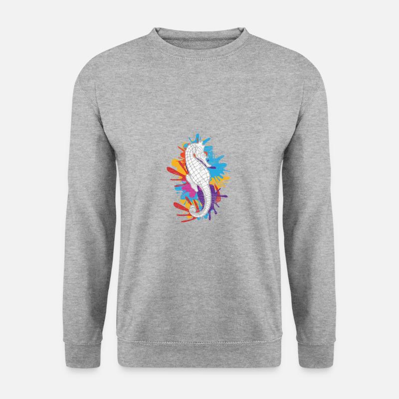 Seepferd Seepferdchen Fisch Meer Ozean Geschenk - Unisex Pullover - Weißgrau meliert