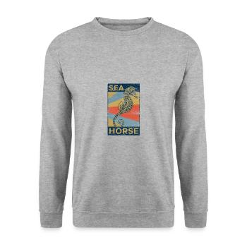 Hippocampe hippocampe poisson mer océan cadeau - Sweat-shirt Unisexe - gris chiné - Devant - Alina (178cm) & Michal (187cm)