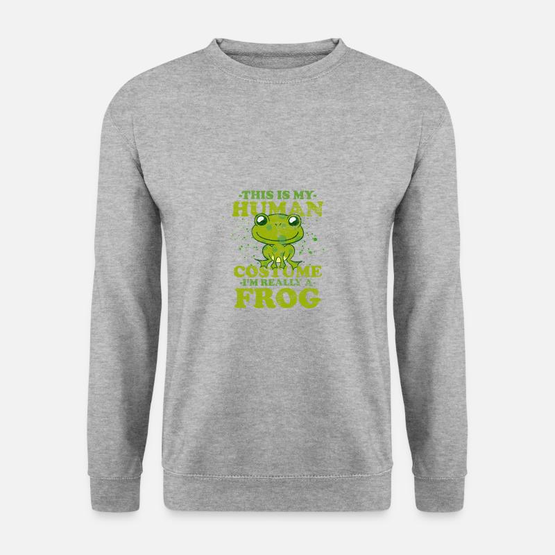 Frosch Karneval Kostüm Halloween Verkleidung - Unisex Pullover - Weißgrau meliert