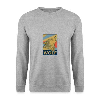 Wolf Schaf Geschenk Tier Raubtier bunt Werwolf - Unisex Pullover - Weißgrau meliert - Vorne - Alina (178cm) & Michal (187cm)