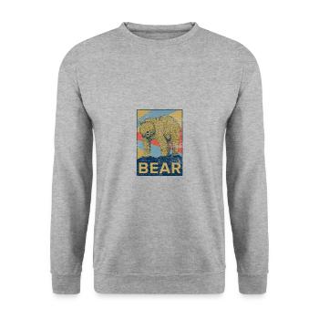 Ours animal nature câlin idée cadeau vintage - Sweat-shirt Unisexe - gris chiné - Devant - Alina (178cm) & Michal (187cm)