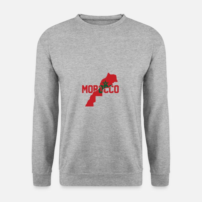 Marokko Karte - Unisex Pullover - Weißgrau meliert