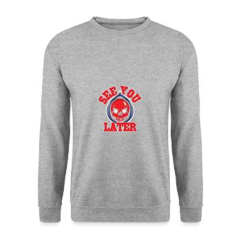 Sensenmann Hölle Teufel Tod Dämon Beerdigung - Unisex Pullover - Weißgrau meliert - Vorne - Alina (178cm) & Michal (187cm)
