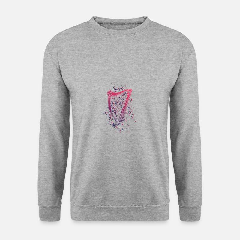 Harfe Musiknoten - Unisex Pullover - Weißgrau meliert