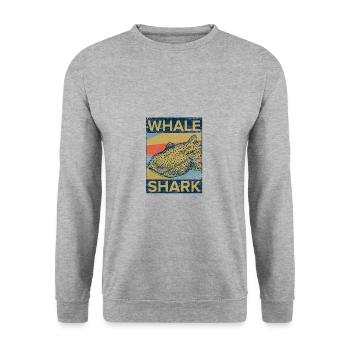 Requin-baleine rétro - Sweat-shirt Unisexe - gris chiné - Devant - Alina (178cm) & Michal (187cm)