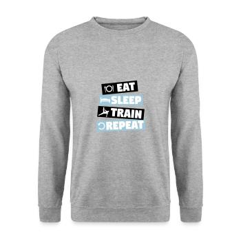 Gymnastics - eat, sleep, train, repeat - Unisex Pullover - Weißgrau meliert - Vorne - Alina (178cm) & Michal (187cm)