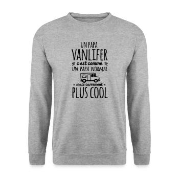 Un papa Vanlifer c'est carrement plus cool - Sweat-shirt Unisexe - gris chiné - Devant - Alina (178cm) & Michal (187cm)