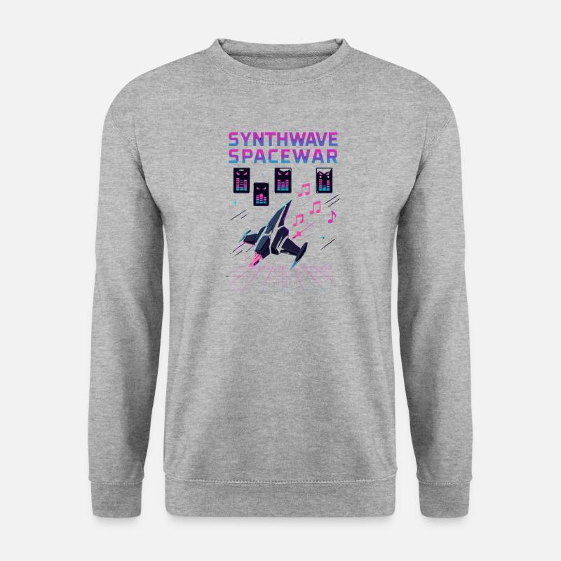 SYNTHWAVE SPACEWAR Retro Neon 80s Spaceship - Unisex Sweatshirt - salt & pepper