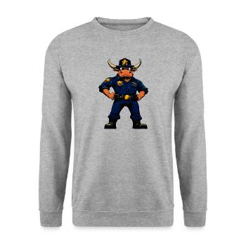 Stiere Polizei / Cop Stier - Unisex Pullover - Weißgrau meliert - Vorne - Alina (178cm) & Michal (187cm)