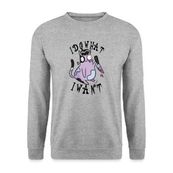 Je fais ce que je veux Chat Halloween Chats - Sweat-shirt Unisexe - gris chiné - Devant - Alina (178cm) & Michal (187cm)