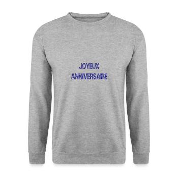 ALLES GUTE ZUM GEBURTSTAG. ALLES GUTE ZUM GEBURTSTAG. JAHRESTAG. - Unisex Pullover - Weißgrau meliert - Vorne - Alina (178cm) & Michal (187cm)