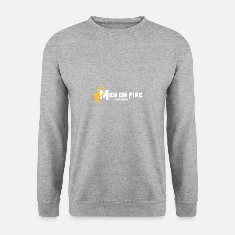 pompier men on fire white - Sweat-shirt Unisexe - gris chiné