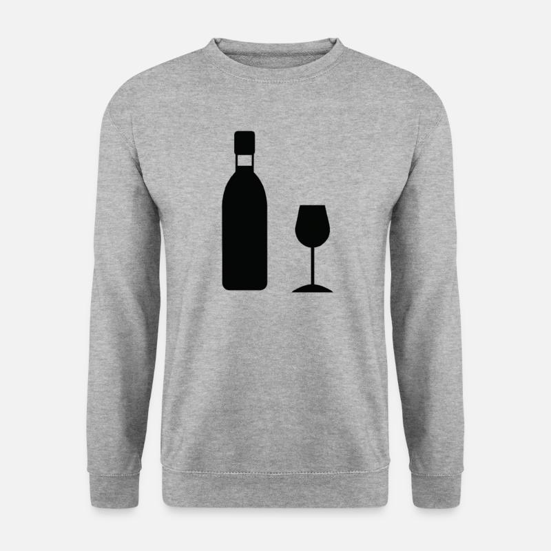 Wein Geschenkidee Weinglas Weinflasche - Unisex Pullover - Weißgrau meliert