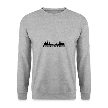 Zürich Skyline - Unisex Pullover - Weißgrau meliert - Vorne - Alina (178cm) & Michal (187cm)