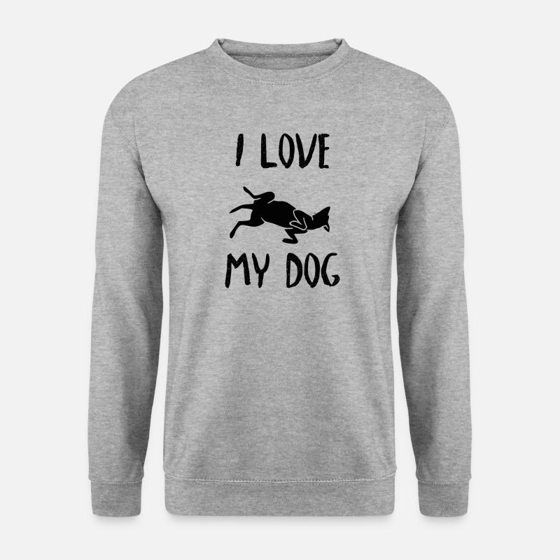 I Love dogs - Unisex Pullover - Weißgrau meliert