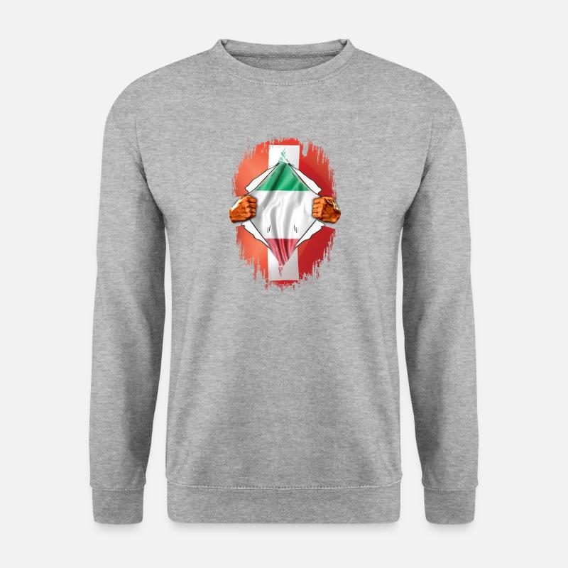 Schweizer mit italienischem Herz - Unisex Pullover - Weißgrau meliert