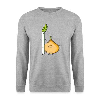 Paire poireau et oignon - Sweat-shirt Unisexe - gris chiné - Devant - Alina (178cm) & Michal (187cm)