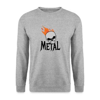 Skull metal Head Heavy Metal - Unisex Sweatshirt - salt & pepper - Front - Alina (178cm) & Michal (187cm)