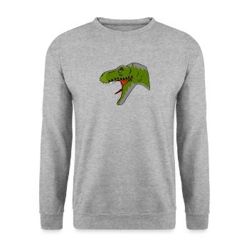 T-Rex - Unisex Pullover - Weißgrau meliert - Vorne - Alina (178cm) & Michal (187cm)