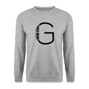 Buchstabe G - Unisex Pullover - Weißgrau meliert - Vorne - Alina (178cm) & Michal (187cm)
