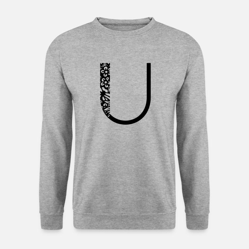 Buchstabe U - Unisex Pullover - Weißgrau meliert