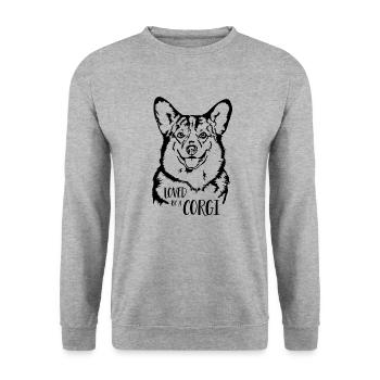 Aimé par un chien Corgi Welsh Corgi Wilsigns - Sweat-shirt Unisexe - gris chiné - Devant - Alina (178cm) & Michal (187cm)