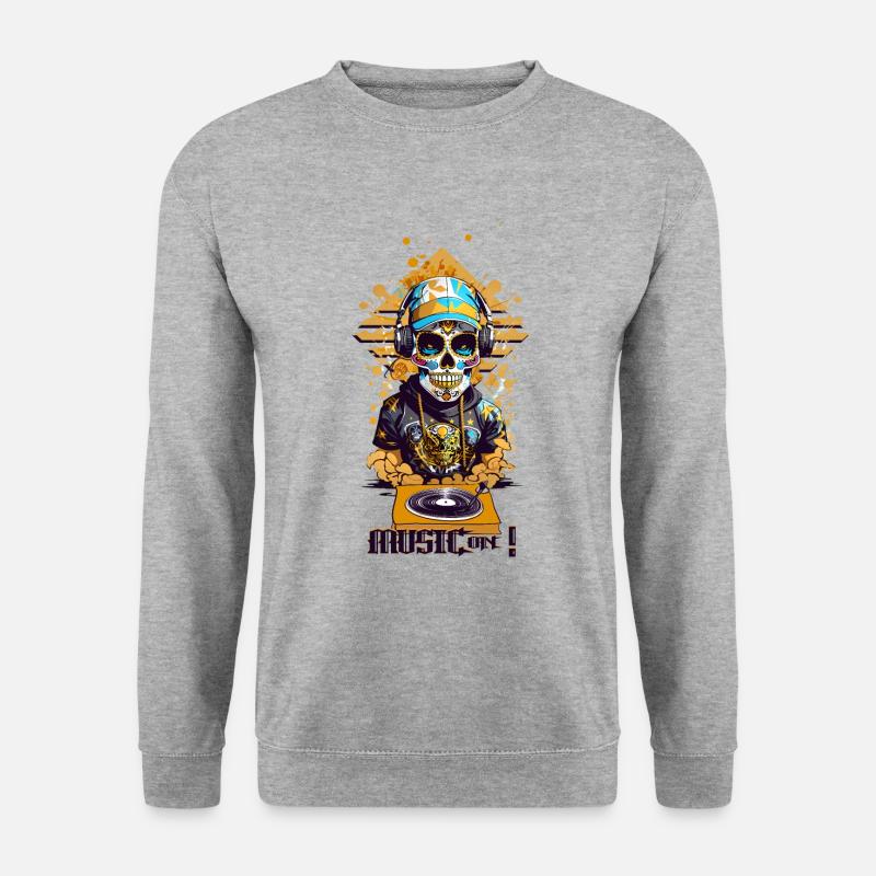 DJ Skull - Unisex Pullover - Weißgrau meliert