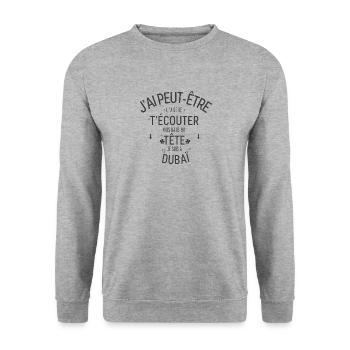 Dans ma Tête je suis à Dubaï - Sweat-shirt Unisexe - gris chiné - Devant - Alina (178cm) & Michal (187cm)