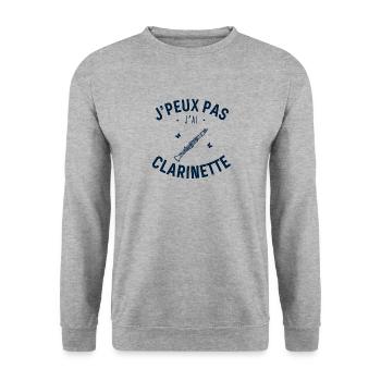 J'Peux pas j'ai Clarinette - Sweat-shirt Unisexe - gris chiné - Devant - Alina (178cm) & Michal (187cm)