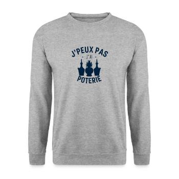 J'Peux pas j'ai Poterie - Sweat-shirt Unisexe - gris chiné - Devant - Alina (178cm) & Michal (187cm)