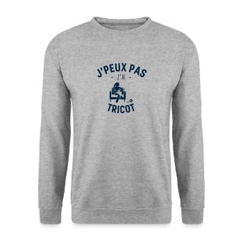 J peux pas j ai Tricot - Sweat-shirt Unisexe - gris chiné - Devant - Alina (178cm) & Michal (187cm)