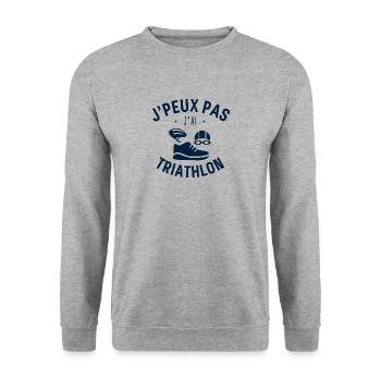 J peux pas j ai Triathlon - Sweat-shirt Unisexe - gris chiné - Devant - Alina (178cm) & Michal (187cm)