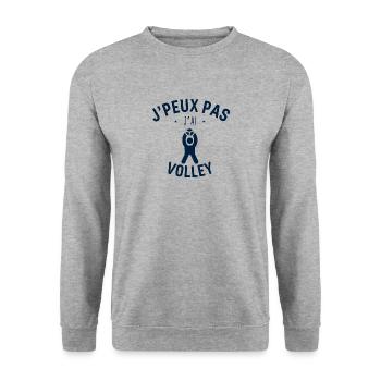 Ich kann nicht Volleyball spielen - Unisex Pullover - Weißgrau meliert - Vorne - Alina (178cm) & Michal (187cm)