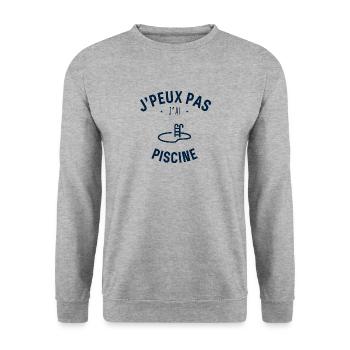 J Peux PAs J Ai Piscine - Sweat-shirt Unisexe - gris chiné - Devant - Alina (178cm) & Michal (187cm)