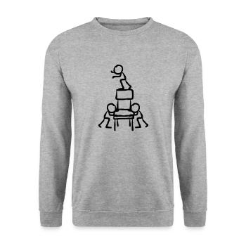 Akrobaten Klettern Turnen Künstler Abstrakt - Unisex Pullover - Weißgrau meliert - Vorne - Alina (178cm) & Michal (187cm)